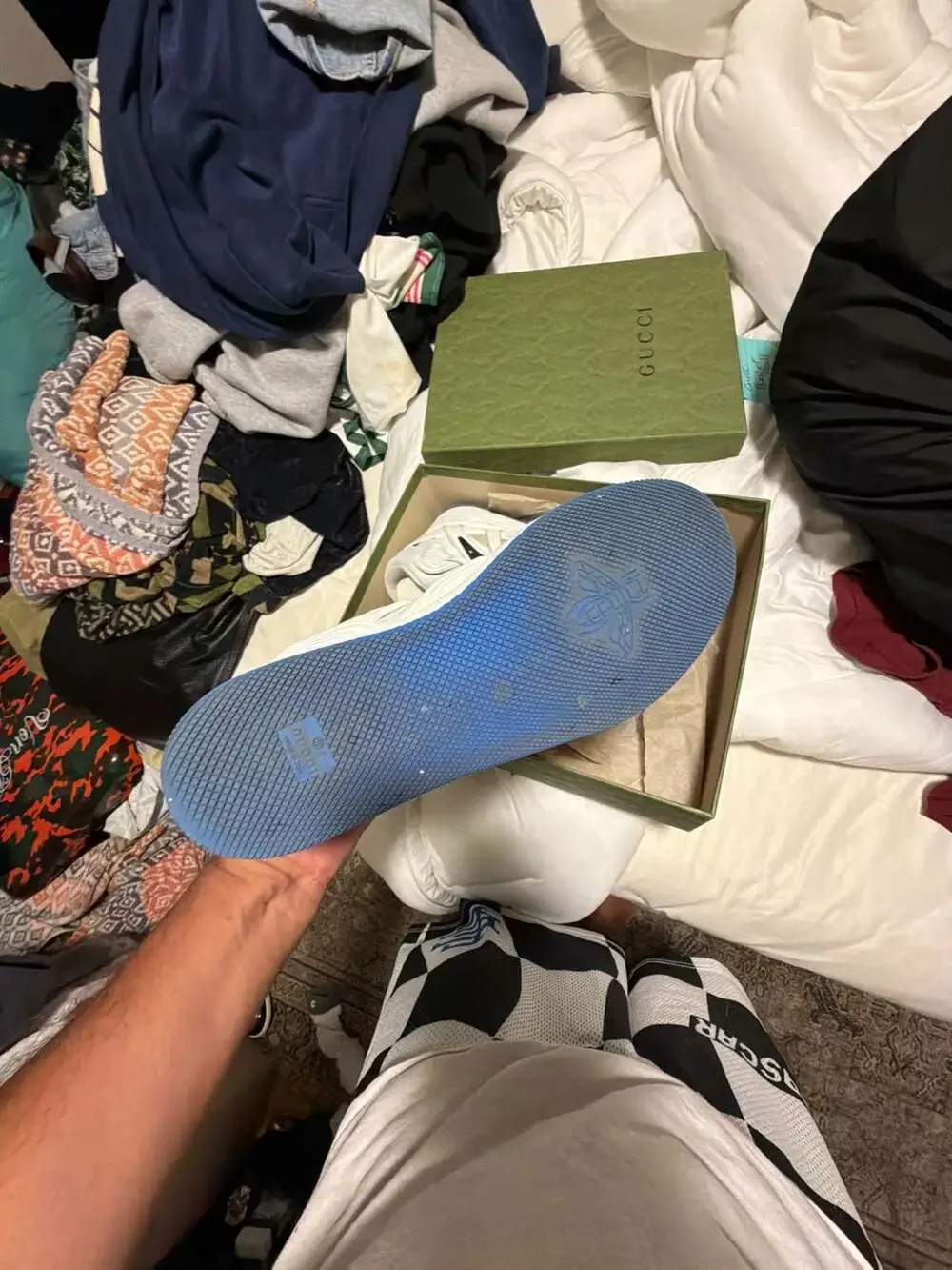 Gucci Basket High Top Sneakers White and Blue